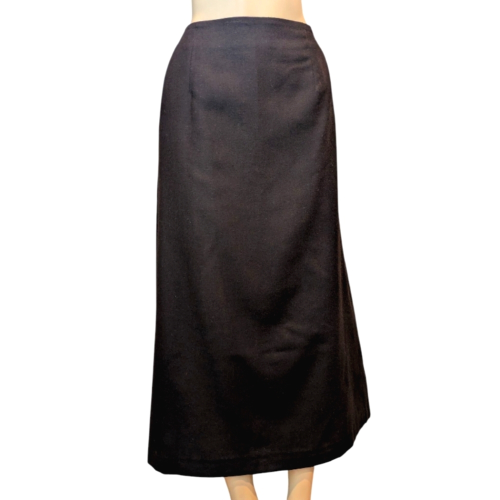 Morton Bernard Petite Dark Brown 100% Wool Side Pockets Maxi Skirt Women's 16P
